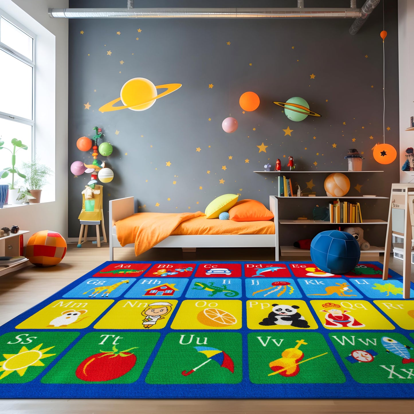 Rugshop Kids Alphabet Educational Learning High Traffic Living Room,Bedroom,Kitchen, Home Office Non Slip Area Rug 3' x 5' Multi