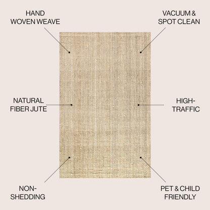 JONATHAN Y Hiro Hand Woven Chunky Jute Ivory Indoor Area Rug, 5x8, Bohemian, Transitional, Easy-Cleaning for Living Room, Bedroom, Kitchen, Pet Friendly, Non-Shedding (NFR103A-5)