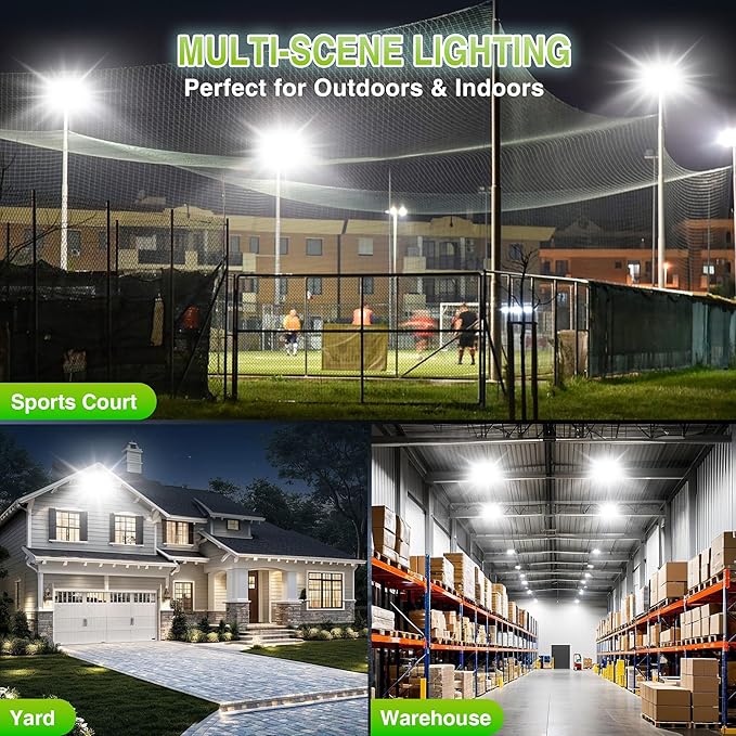 STASUN 2 Pack 300W LED Flood Lights, Mini Series Outdoor Floodlight, 30000LM 6000K Daylight White, IP66 Waterproof, 3 Adjustable Heads, Exterior Flood Lights for Yard, Driveway, Garage, Patio,Barn