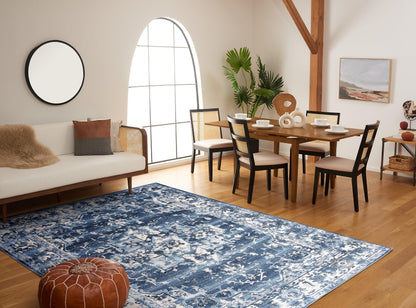 SAFAVIEH Charleston Collection Area Rug - 9' x 12', Navy & Creme, Oriental Distressed Design, Non-Shedding & Easy Care, Ideal for High Traffic Areas in Living Room, Bedroom (CHL411N)