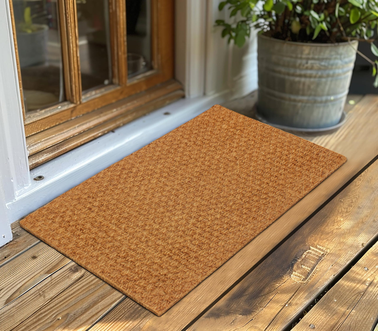 Croft&Cane Woven Coir Doormat – Basketweave Design Non Slip Heavy Duty Back Door Mat - Easy Clean Dirt Trapping Durable Indoor Outdoor Entryway Front Door Mat – 17 x 30 Inches - Natural