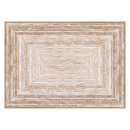 Phantoscope Washable Area Rug 5'x7' Non-Slip, Modern Neutral Boho Rugs for Living Room, Bedroom, Dining Room, Distressed Geometric Rectangle Pattern, Low-Pile Foldable Floor Carpet, Neutral Beige/Rust