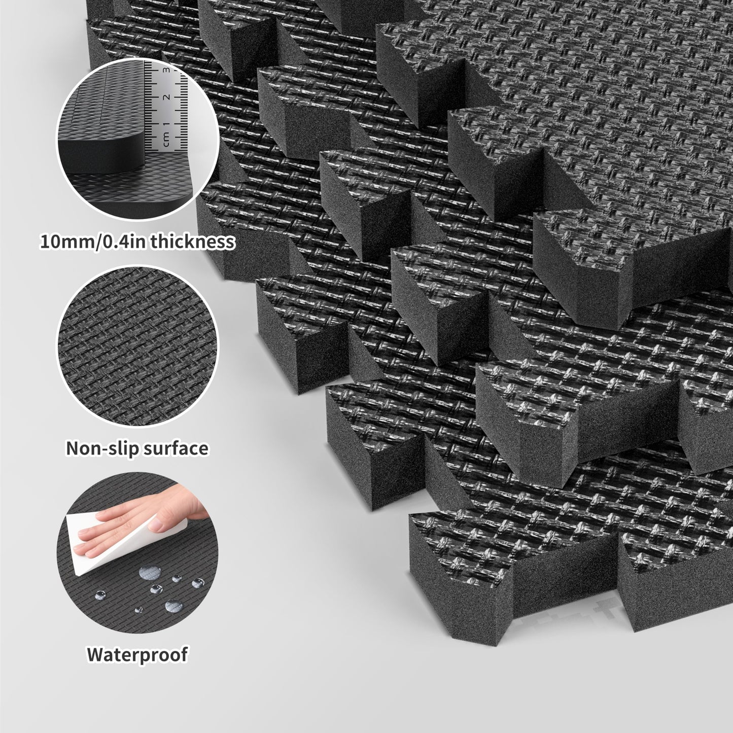 PROIRON 18 PCS Puzzle Exercise Mats, 11.8×11.8×0.4 Inch EVA Foam Interlocking Floor Tiles, Non-Slip Heavy-Duty Rubber Mats for Home Gym, Kids Play Area, Garage Floor Protectio