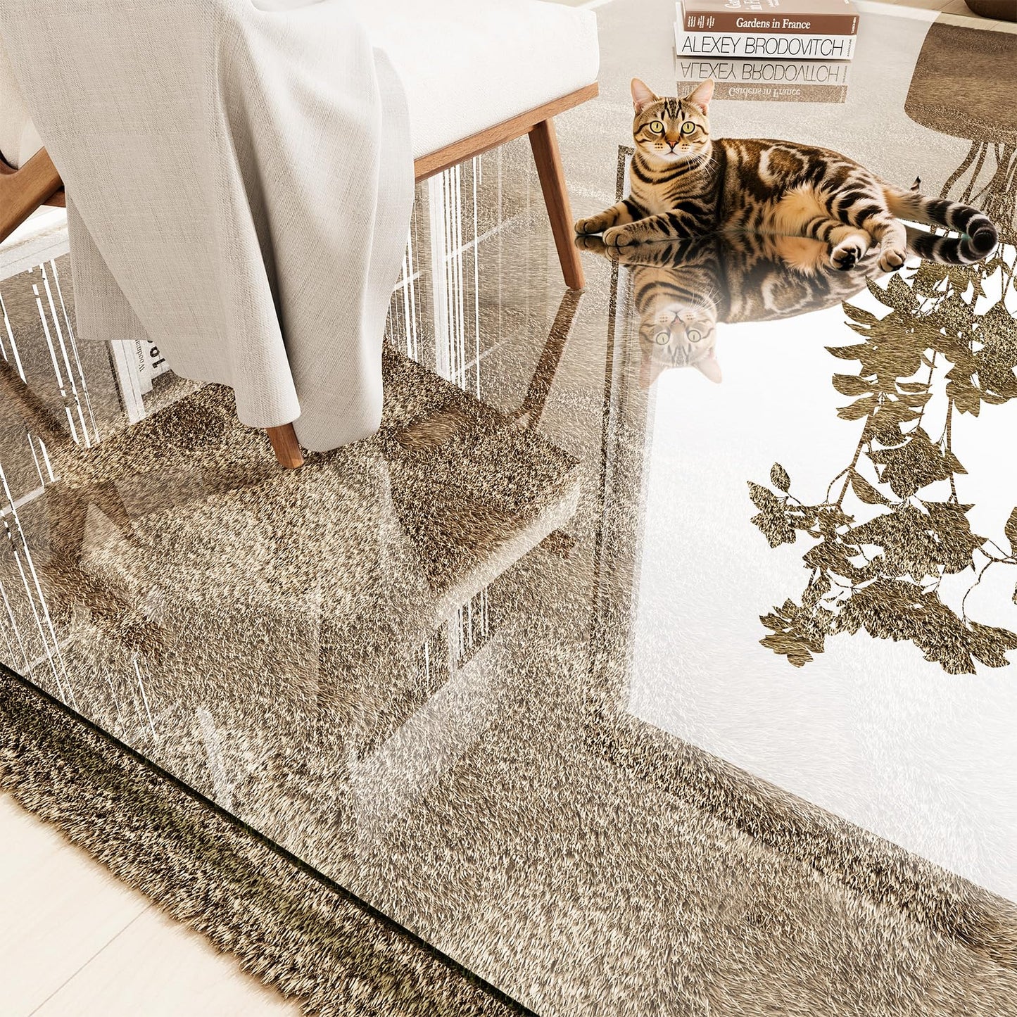 InfiniGlass Tempered Glass Chair Mat 46"x36" – Ultra-Clear Office Chair Mat for Hardwood Floors & Low-Pile Carpets – Heavy-Duty 0.2" Scratch-Resistant Surface with Non-Slip Pads – Supports 1,000 lbs