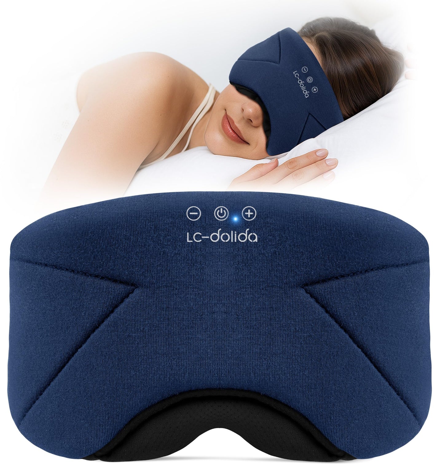 Sleep Mask with Headphones Bluetooth 5.4, LC-dolida Wireless Music Eye Mask for Sleeping Headphones with Soft Bamboo Cotton Cooling Breathable,Ultra-Thin Stereo Speaker for Side Sleepers