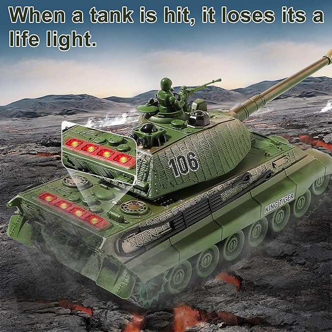 RC Tank Remote Control WW2 German King Tiger Army Tank Toys 1:28 Scale 9 Channels RC Military Vehicles for Kids BoysGirls Best Ages 6 7 8 9 10