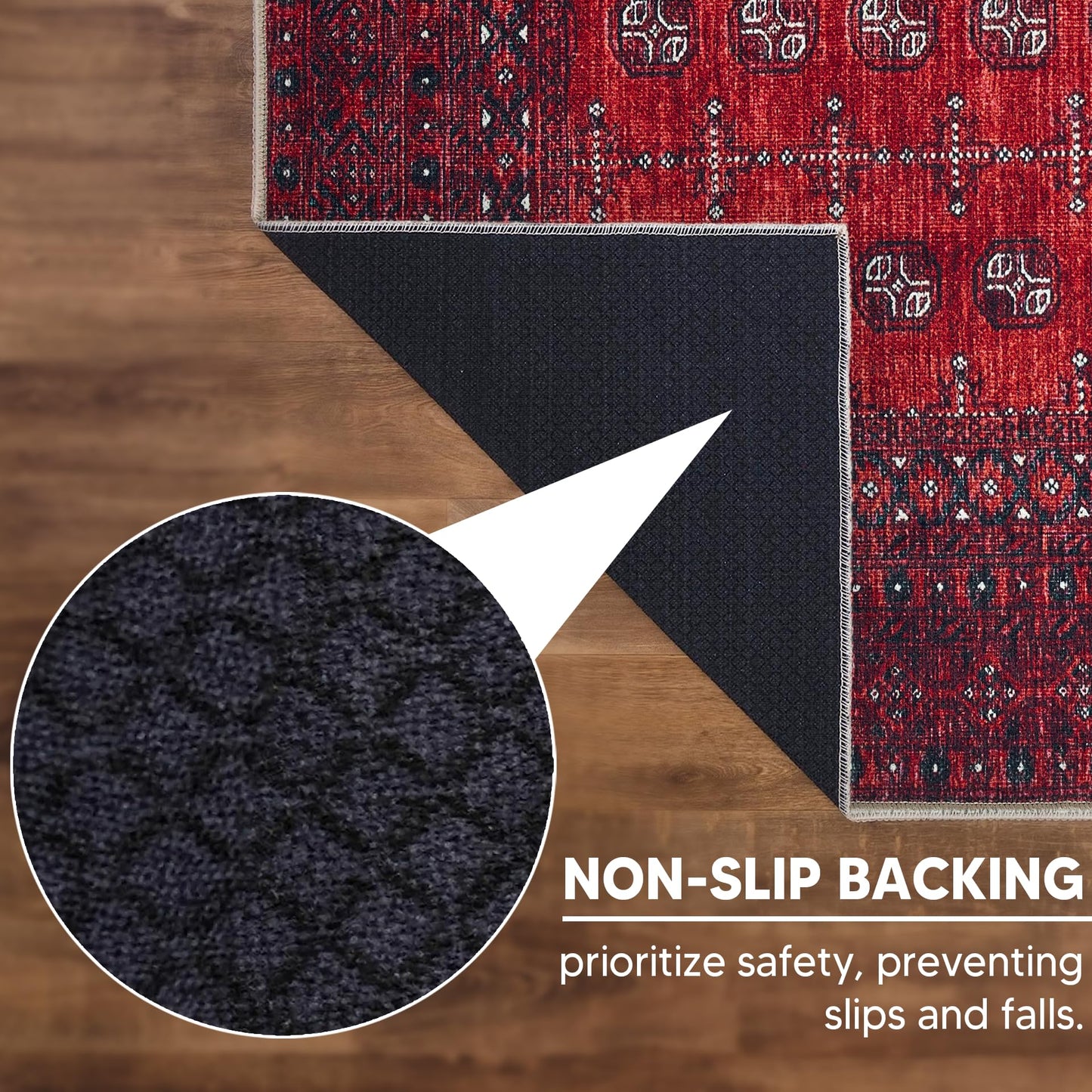 Keen Home Design 30"x84" Rug - Machine Washable Runner Rug with Non-Slip Backing, Ideal for Hallway, Entryway, Kitchen, Laundry Room - Vintage, Easy Clean, Durable, Low Pile Rug - (2'6" x 7')