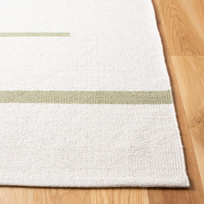 SAFAVIEH Montauk Collection Accent Rug - 4' x 6', Light Green & Ivory, Handmade Flat Weave Boho Farmhouse Cotton Modern Stripe, Ideal for High Traffic Areas in Entryway, Living Room, Bedroom (MTK311J)