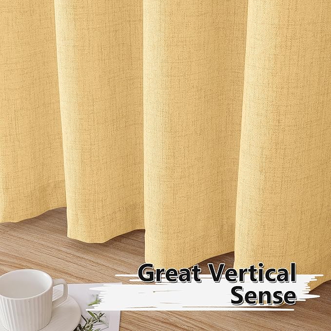 Tollpiz Linen Tier Curtains Rod Pocket Semi Sheer Short Kitchen Curtain Half Burlap Light Filtering Thick Linen Drape for Bathroom, 30 x 30 inches Long, Beige, Set of 2 Panels