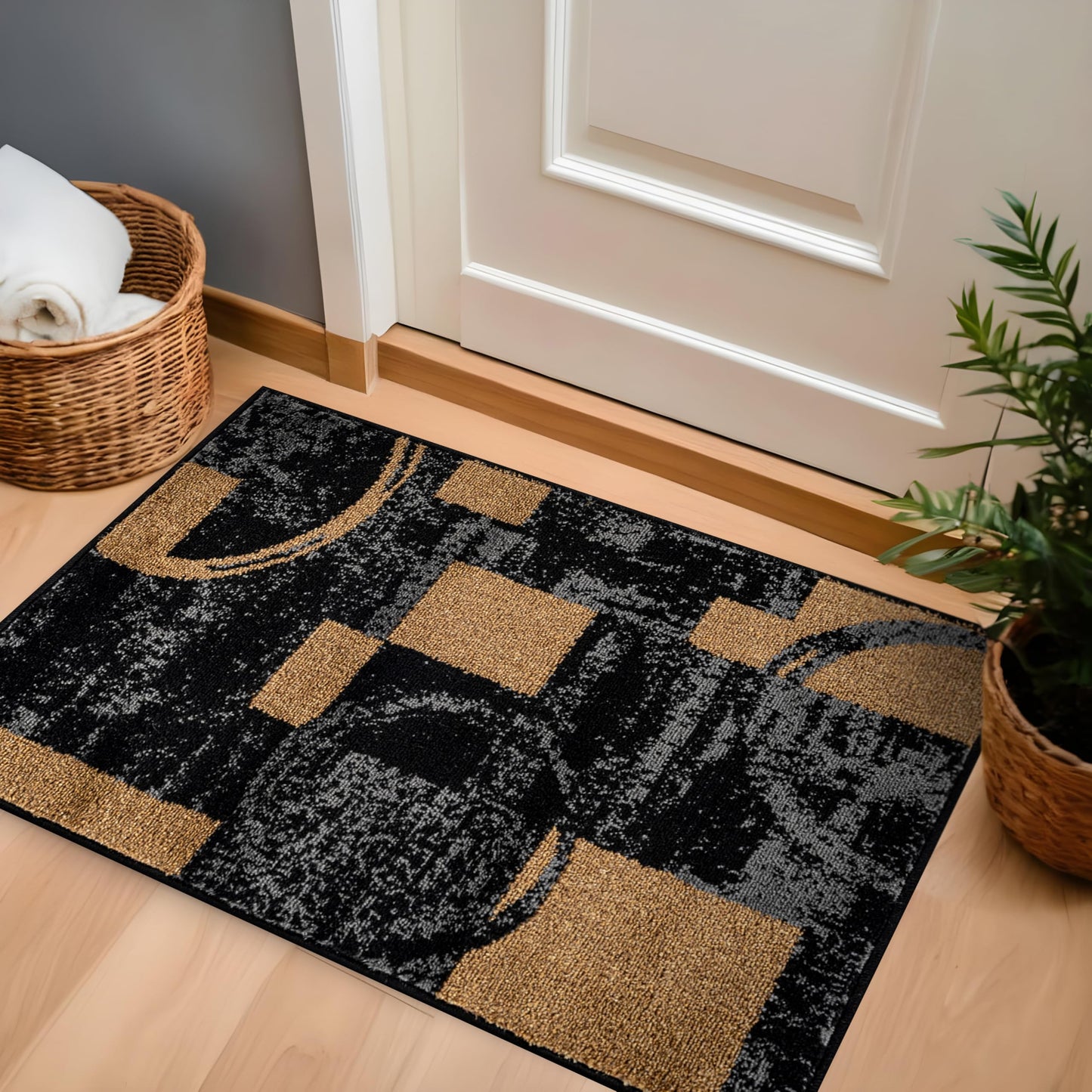 Rugshop Contemporary Circle Design Area Rug, Fade-Resistant Carpet for Living Room, Dining Room, or Home Office 2' x 3' Jute
