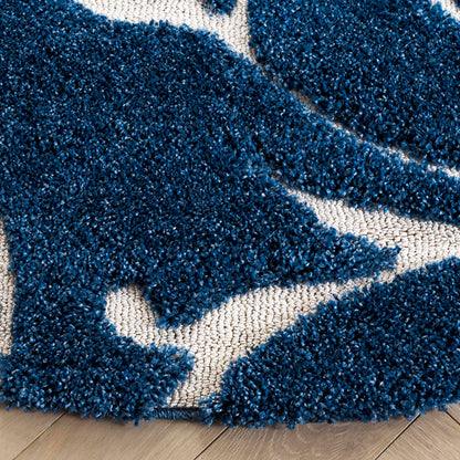 SAFAVIEH Area Rug 9x12 - Florida Shag Collection - Large - Dark Blue & Cream, Scroll Design, Non-Shedding & Easy to Clean, High-Low Plush Pile, Ideal for Living Room, Bedroom, Dining (SG455-6511)