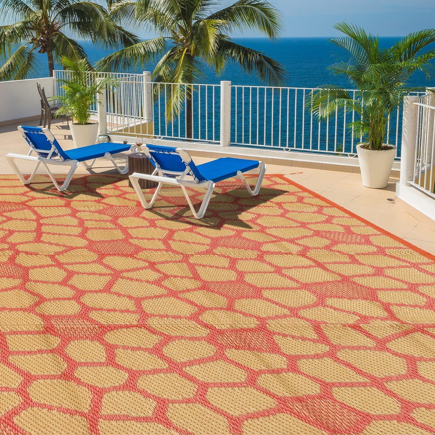Boulder Bee Outdoor Rugs | Plastic Straw Rug | Waterproof Outdoor Camping Rugs | Quick Drying Picnic Rug | Sand Free Reversible Beach Mats | 5 x 8 Feet | 2.7 lb