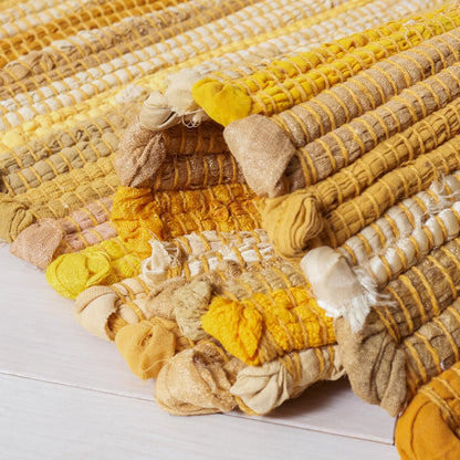SAFAVIEH Area Rug 8x10 - Rag Rug Collection - Large - Yellow & Multi, Handmade Cotton, Boho Stripe Pattern, Ideal for Living Room, Bedroom, Office, Dining Space (RAR130H)