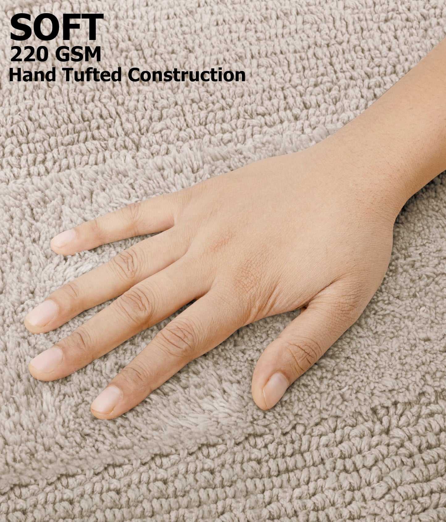 COTTON CRAFT Luxurious Bath Mat Rug - Set of 2 Reversible Heavyweight Step Out Bath Mats for Bathroom Floor, Tub and Shower - Pure Cotton Soft Plush Absorbent Tufted Racetrack Mat - 17x24 inch - Linen