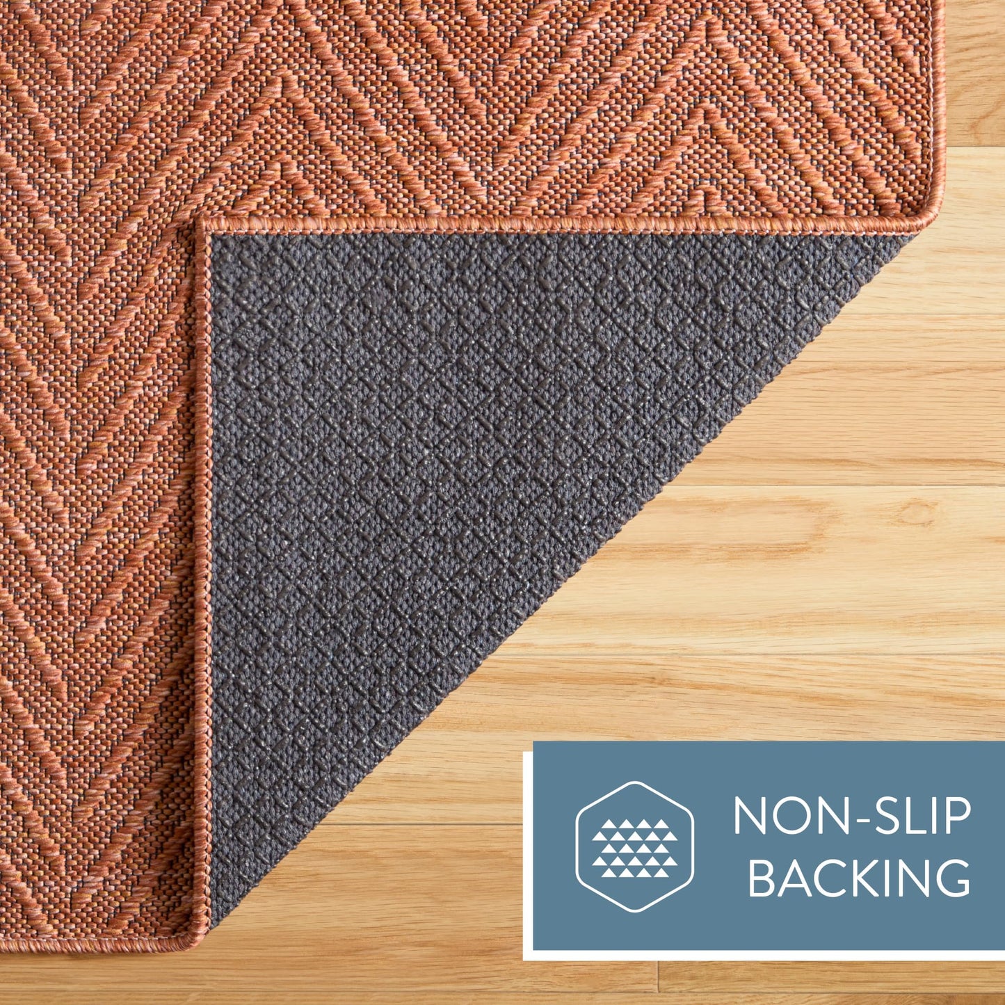Town & Country Basics Pax Herringbone Textured Solid Everwash® Washable Area Rug, Low Pile, Non-Slip Backing, Easy Clean Pet & Family Friendly Rug, Rust, 4'11"x7'