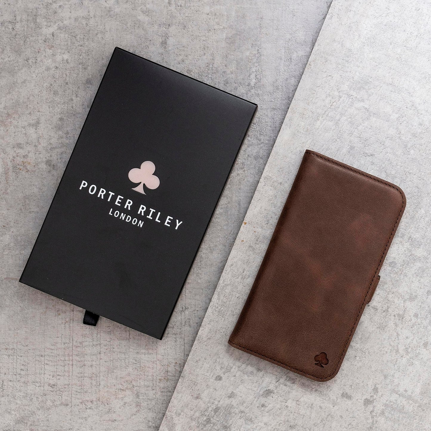 Porter Riley - Leather Case Compatible with iPhone 17 Pro Max. Premium Genuine Leather Stand/Cover/Wallet/Flip Case with Card Slots & Horizontal Stand (Chocolate Brown)