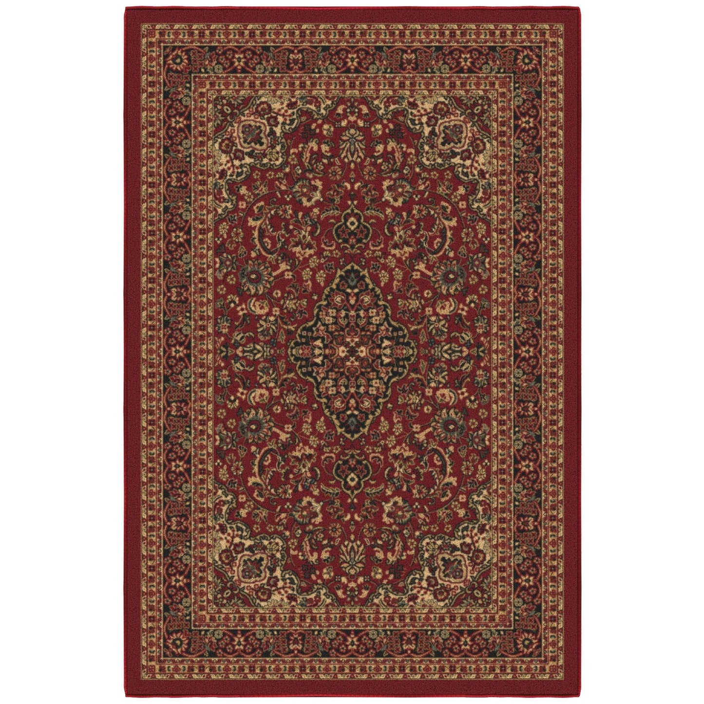 Ottomanson 3'3" x 4'7" Rugs for Living Room Oriental Area Rug for Bedroom - Non Slip Durable Large Floor Carpet for High Traffic Areas - Indoor Rug for Dining Room Kitchen Kids Playroom, Red