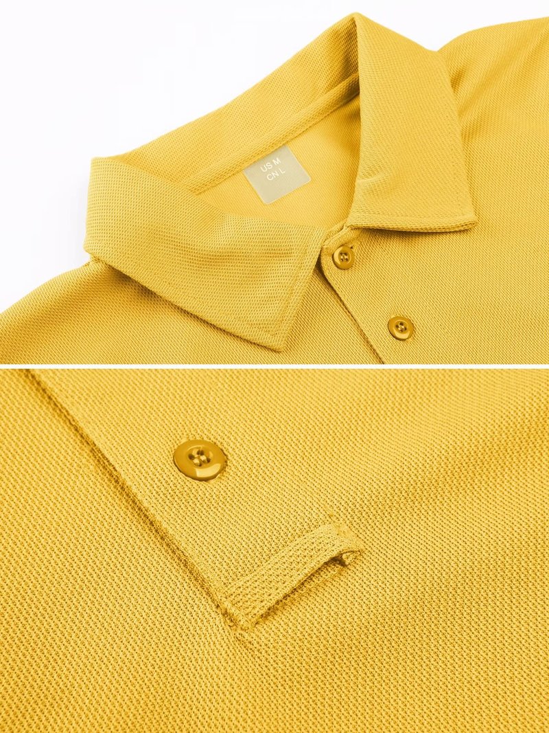 MAGCOMSEN Mens Polo Shirts Short Sleeve Work Polo Golf Casual Quick Dry Performance Summer Shirts Yellow M