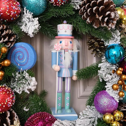 Pre-lit Christmas Wreath 28 Inch, Christmas Nutcracker Wreath Decoration for Home Front Door Porch Wall Winter Xmas Holiday Decor