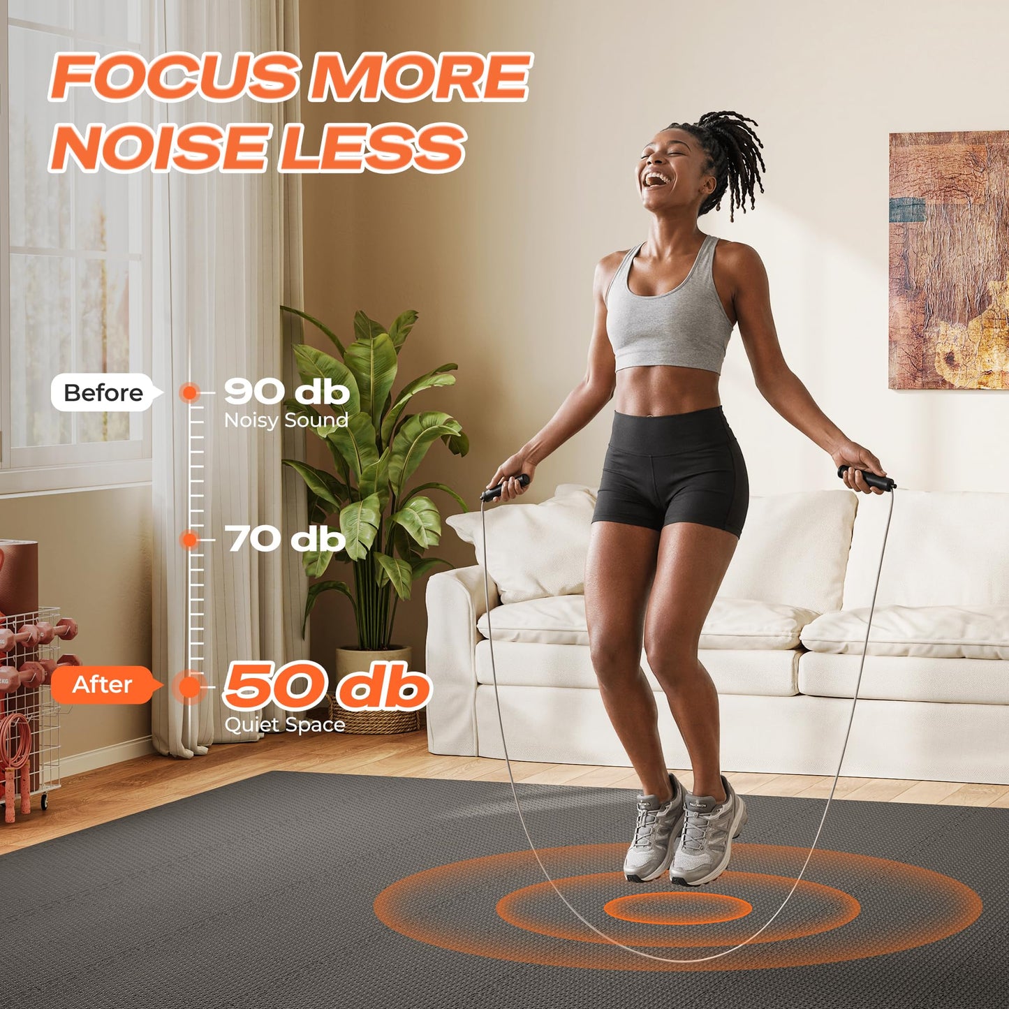 SUPERJARE Gym Floor Mats, EVA Foam Puzzle Exercise Mats, Interlocking Floor Mats, Cushioned Foam Floor Tiles, Gym Flooring Workout Mat for Home Gym, Playroom, Garage, 18 PCS, 12.6"x12.6"x0.4", Black