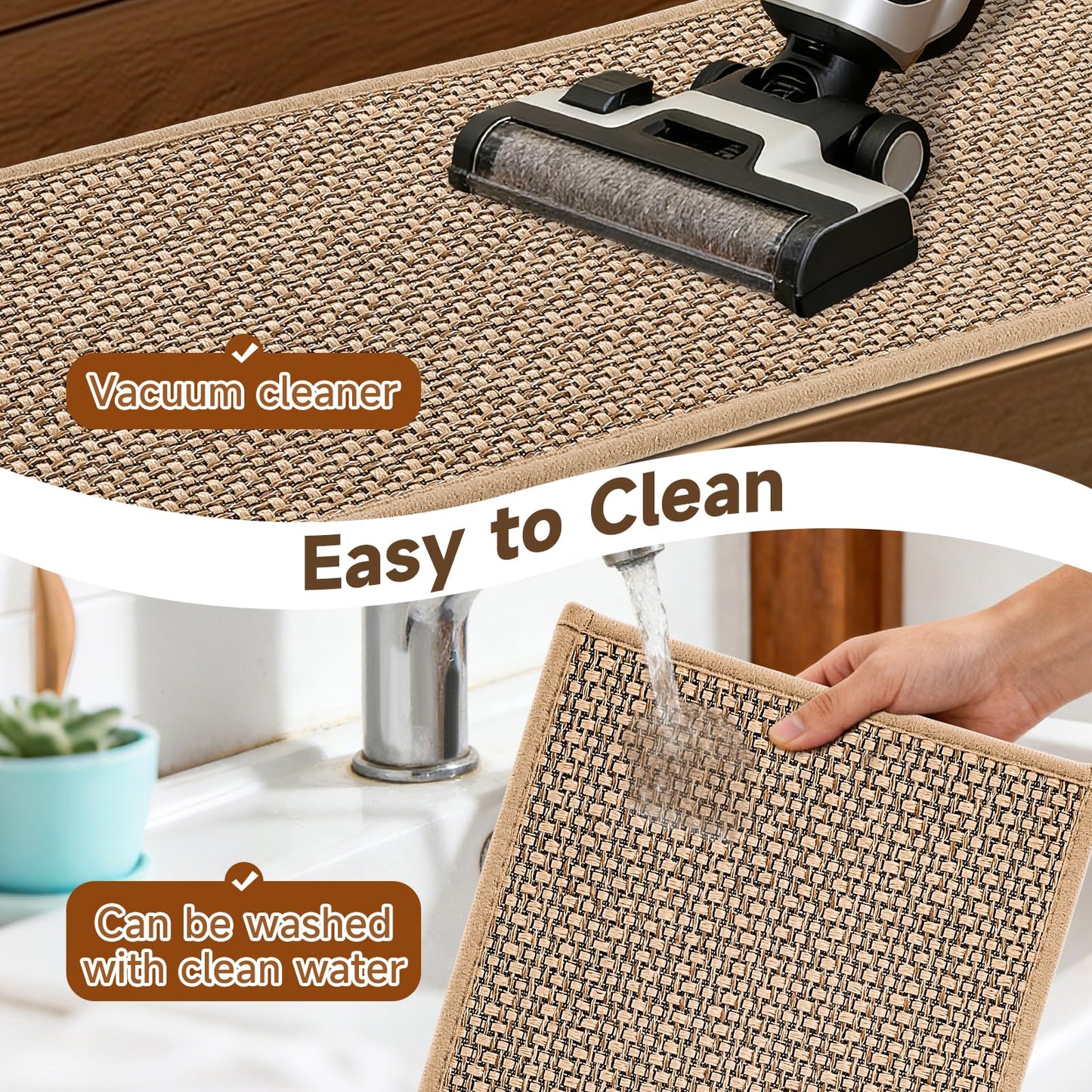 Carpet Stair Treads for Wooden Steps Indoor, 8x30 Inch Non-Slip Stair Runner & Treads for Wooden Steps with Reusable Adhesive -15-Pack (Beige), Safe for Kids, Elders, Pets