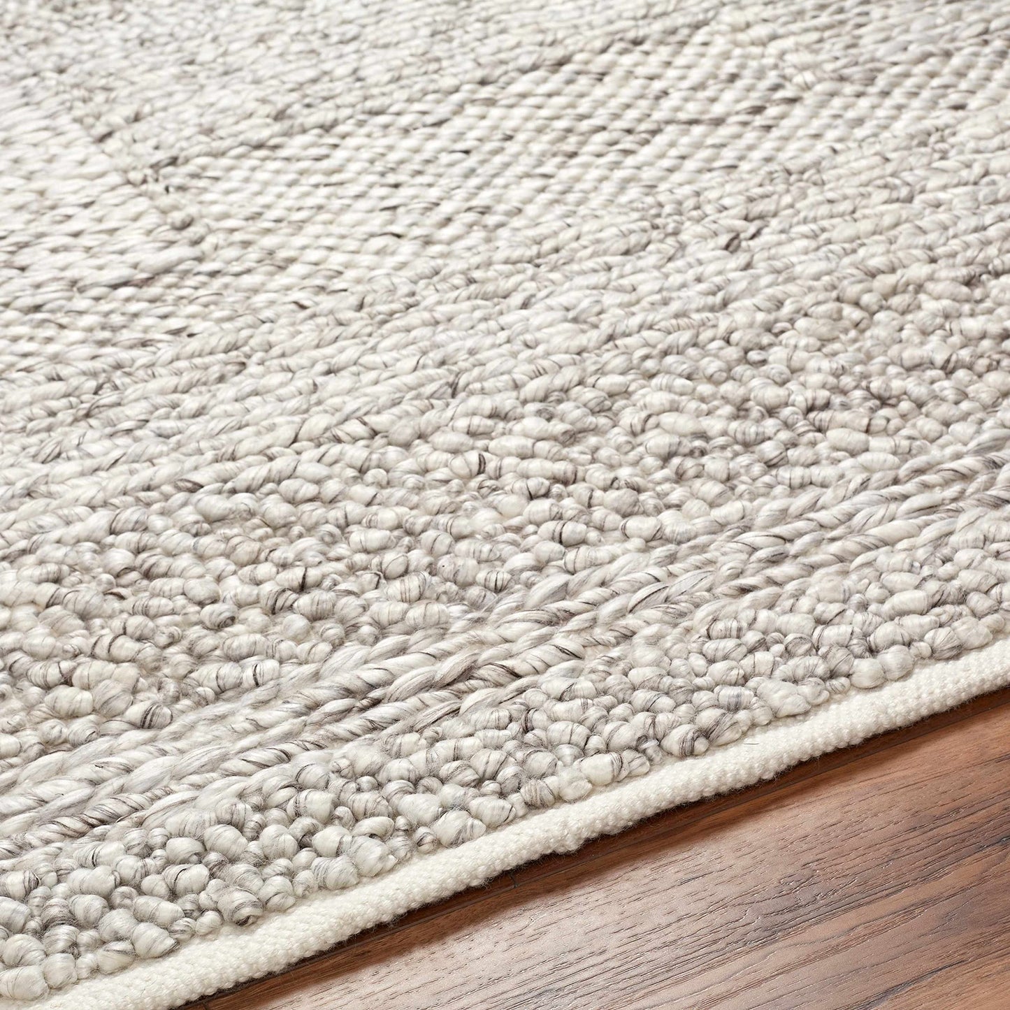 Hauteloom Amon Recycled Material Area Rug - Abstract Distressed Striped Faded - Contemporary Modern Minimalist Transitional Scandinavian - Natural Gray, Dark Gray, Cloud Gray, White, Gray - 2' x 3'