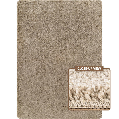 Area Rug 3x5 Beige Washable Indoor Rug Ultra Plus 0.75 in Thick Pile Solid Non Slip Easy to Clean Non Shedding Indoor for Living Room Bedroom Kitchen Dining Room or Hallway (3 X 5 Beige)