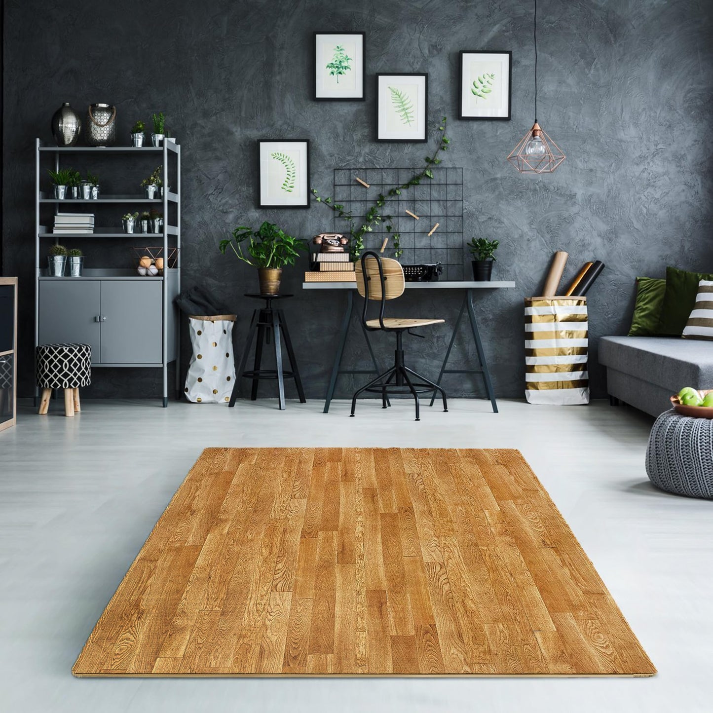 Sorbus Wood Grain Floor Mats Foam Interlocking Mats Each Tile 1 Square Foot 3/8-Inch Thick Flooring Wood Mat Tiles - Home Office Playroom Basement Trade Show (16 Tiles,16 Sq ft, Wood Grain - Pine)