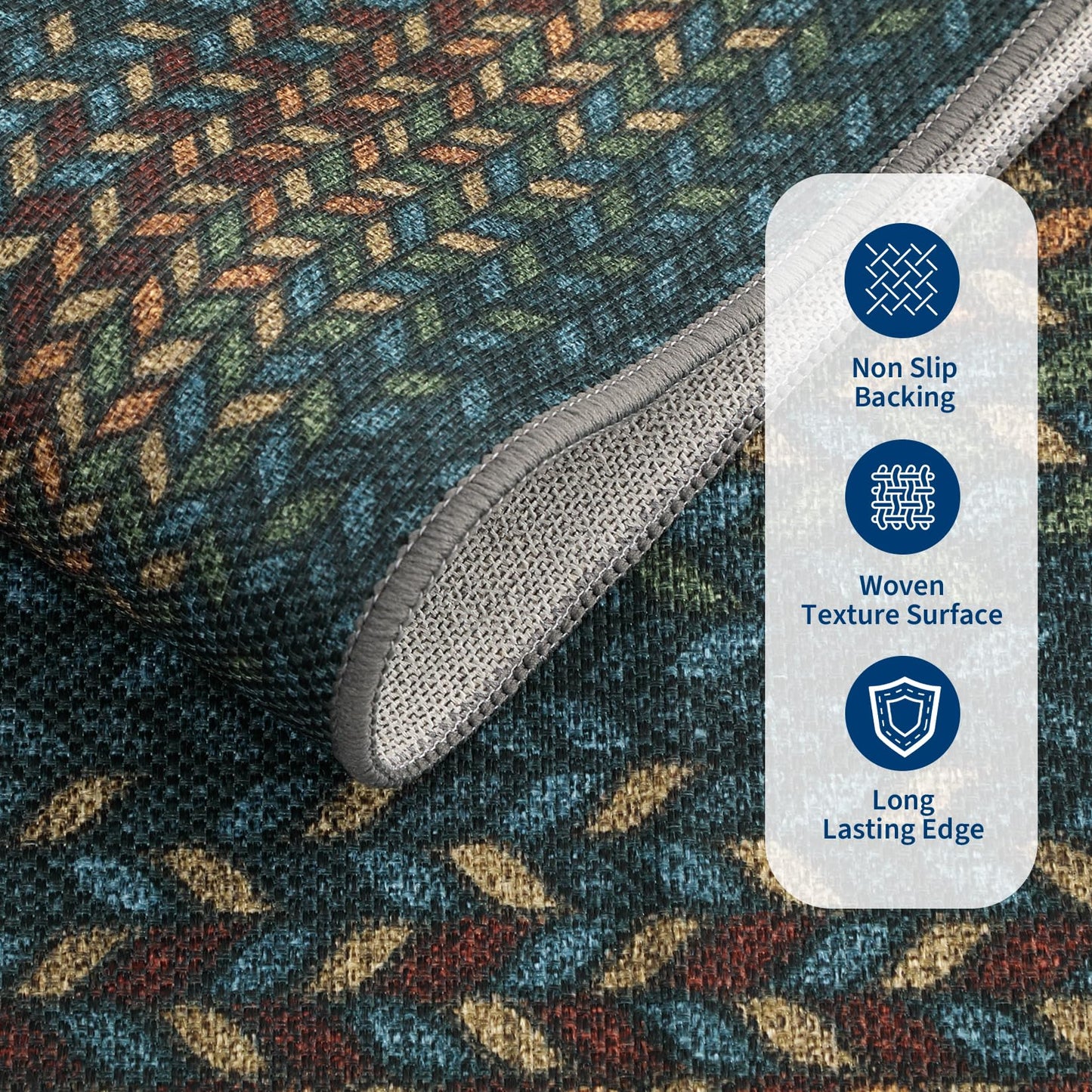 Braided 5x7 Rugs for Living Room Washable Easy Jute Outdoor Patio Rug Non Slip Stain Resistant Modern Bordered Bedroom Throw Carpet Indoor Outdoor Low Pile Area Rugs for Porch Kitchen, Navy/Rust