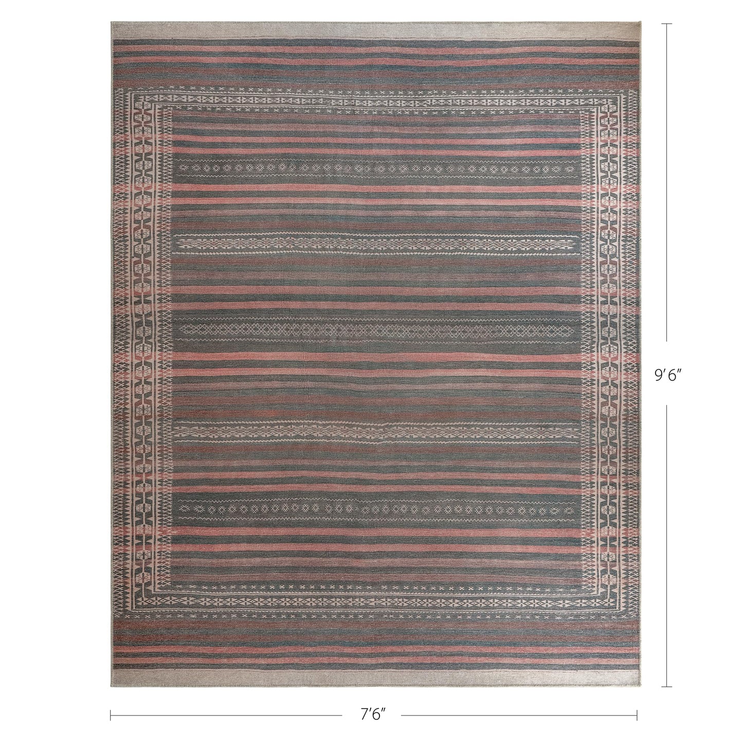 KNOTTING MATTERS Vibe Stripe 7’6” x 9’6” Area Rug – Sand, Charcoal & Clay Heritage Flatweave, Low-Pile – Easy Clean Area Rug – Perfect for Living Room, Dining Room, Bedroom – Pet & Kid Friendly