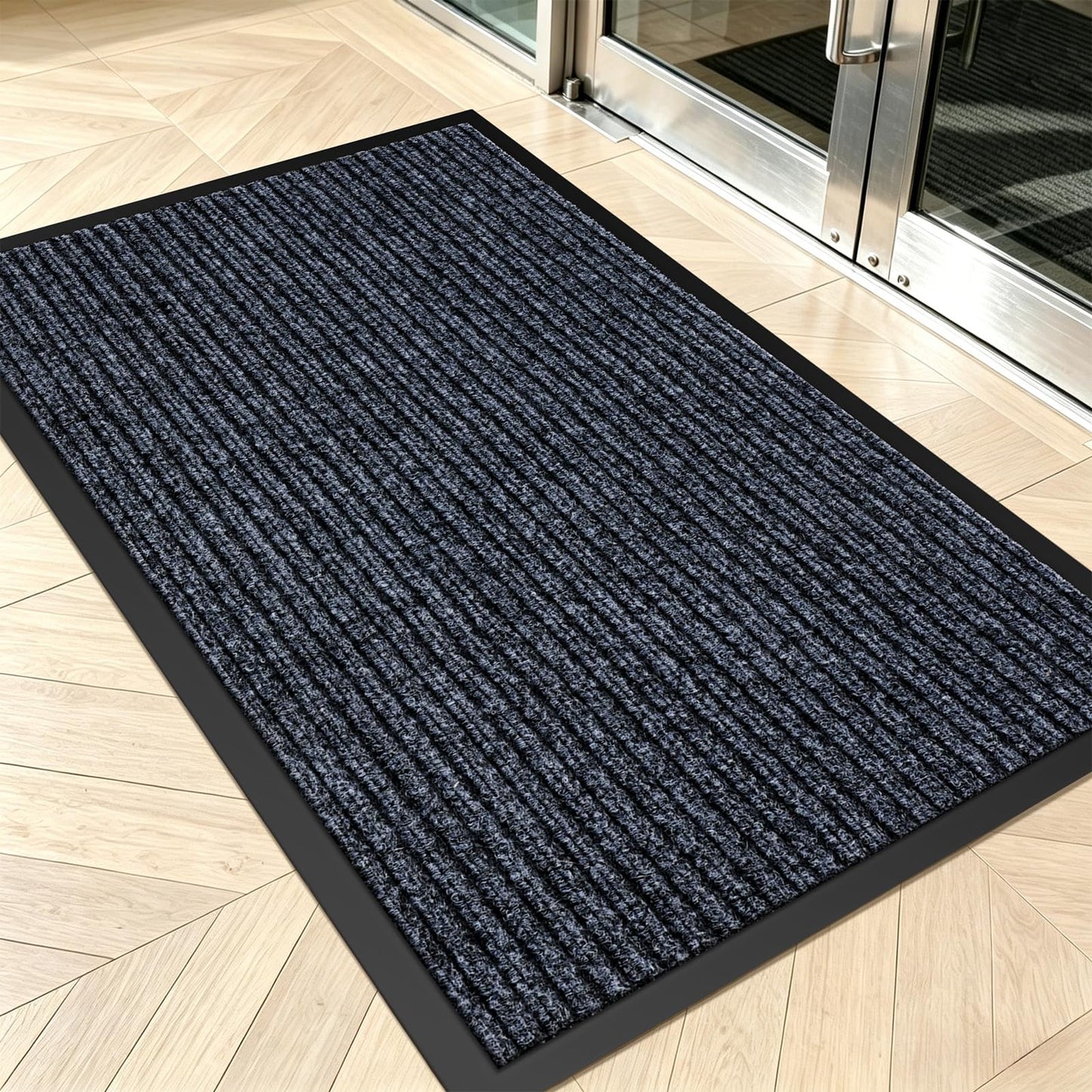 Commercial Floor Mat Non-Slip Waterproof, 60"x36" Front Door Mat for High Traffic Areas, Easy Clean Low Profile Durable Rug, for Entryway, Indoor/Outdoor, Office, Industrial, Garage, Grey