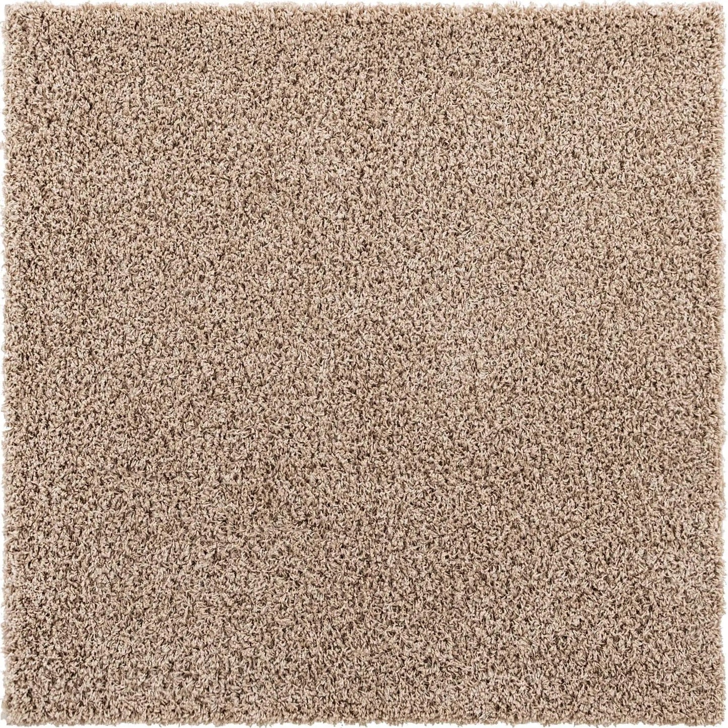 Unique Loom Solid Shag Collection Area Rug (5' 1" Square, Taupe)