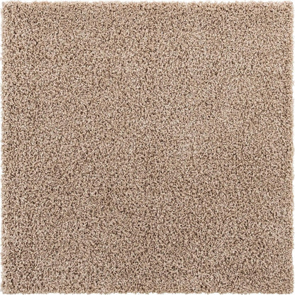 Unique Loom Solid Shag Collection Area Rug (5' 1" Square, Taupe)