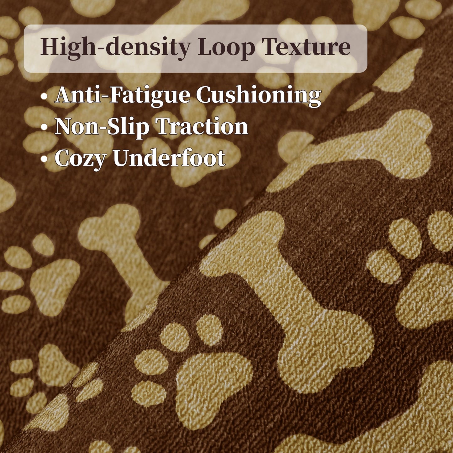 TTelephant Waterproof 2x6 Runner Rug Non Slip - Floor Runners for Dogs,Washable & Joint-Friendly Dense Loop Pile Carpet Runners for Hallway, Kitchen, Indoor Entryway, Laundry, Brown Paws