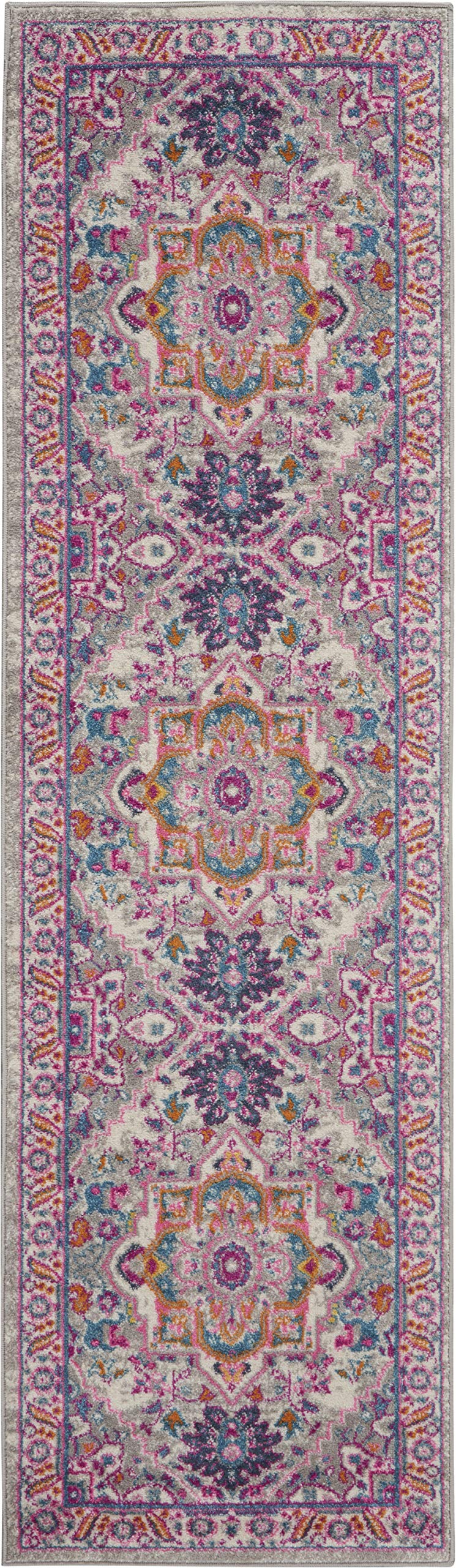 Nourison Home Passion Light Grey Pink 1'10" x 6' Area Rug - Easy Clean, Non Shedding, Bed Room, Living Room, Dining Room, Kitchen (6' Runner)
