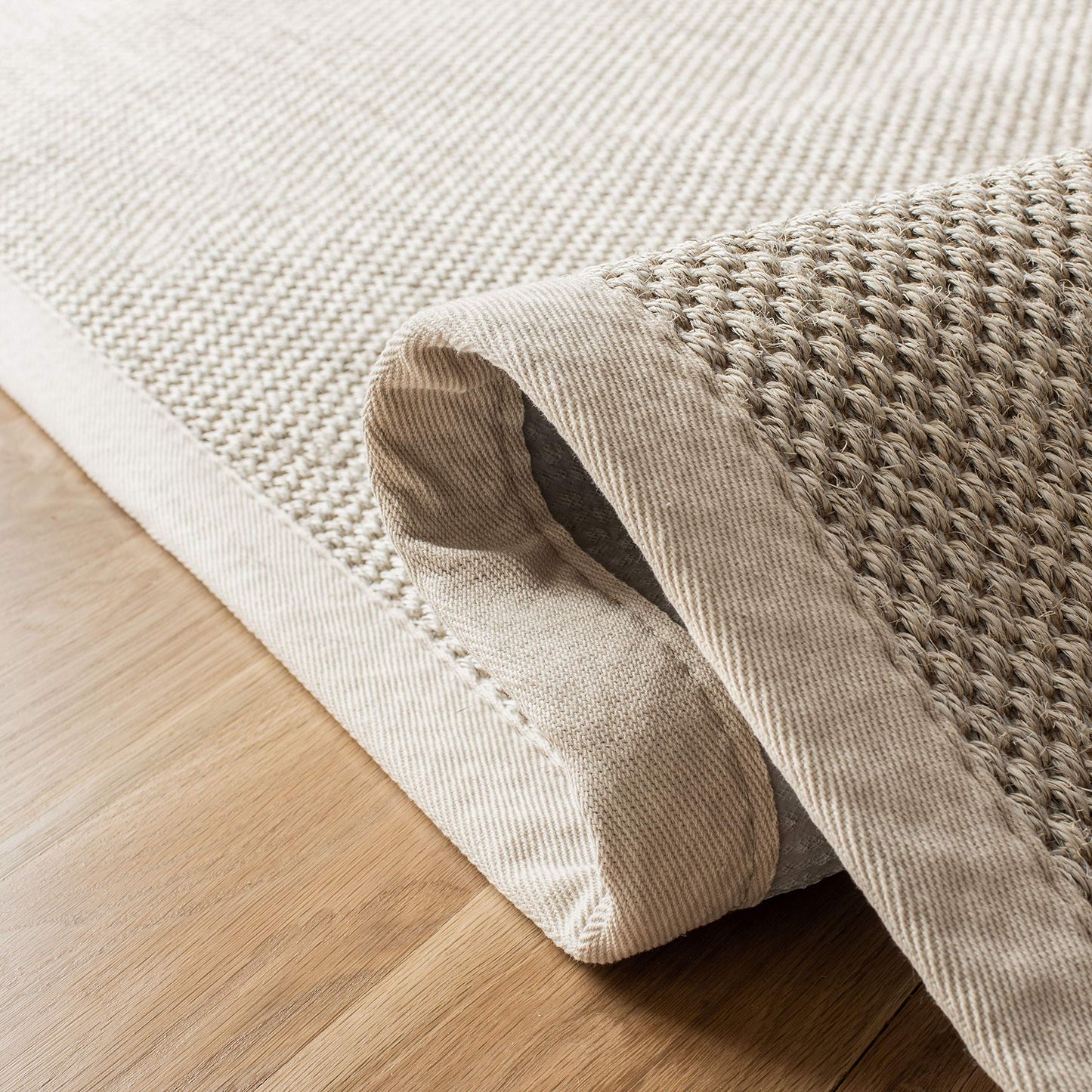 SAFAVIEH Area Rug 12' Square - Natural Fiber Collection - Marble & Beige, Sisal, Woven Design with Border (NF143C)