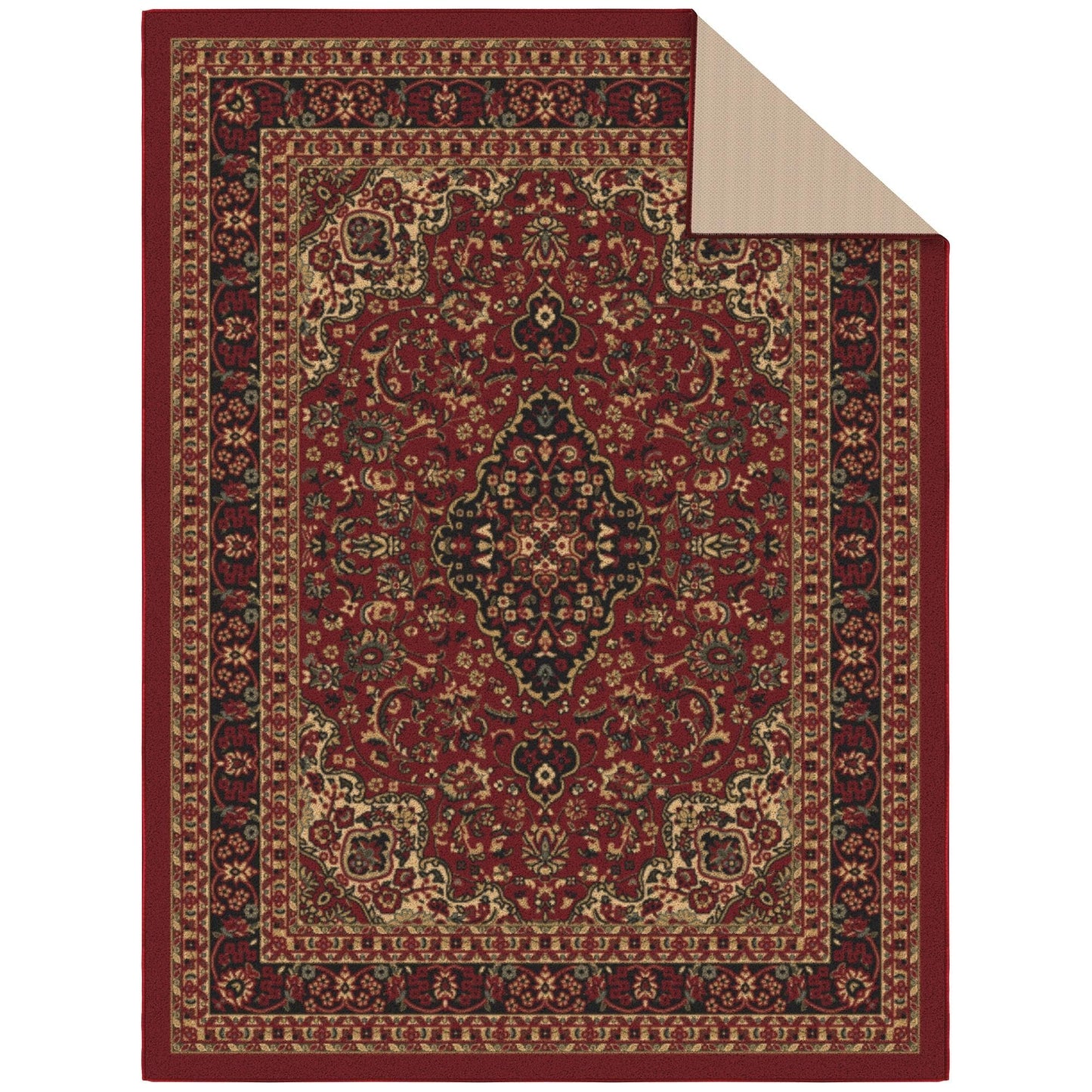 Ottomanson 5' x 6'6" Rugs for Living Room Oriental Area Rug for Bedroom - Non Slip Durable Large Floor Carpet for High Traffic Areas - Indoor Rug for Dining Room Kitchen Kids Playroom, Red