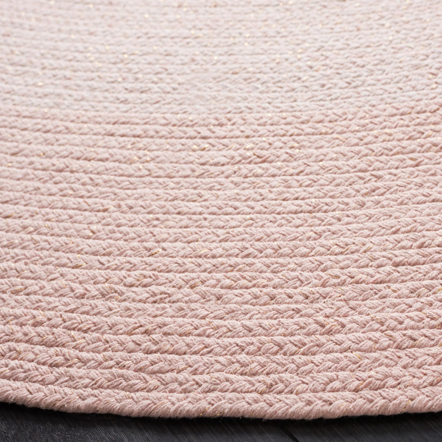 SAFAVIEH Cape Cod Collection 4' Round Pink CAP242U Handmade Braided Cotton Area Rug