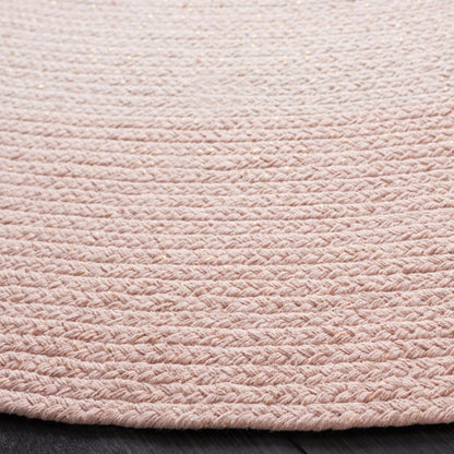 SAFAVIEH Cape Cod Collection 4' Round Pink CAP242U Handmade Braided Cotton Area Rug