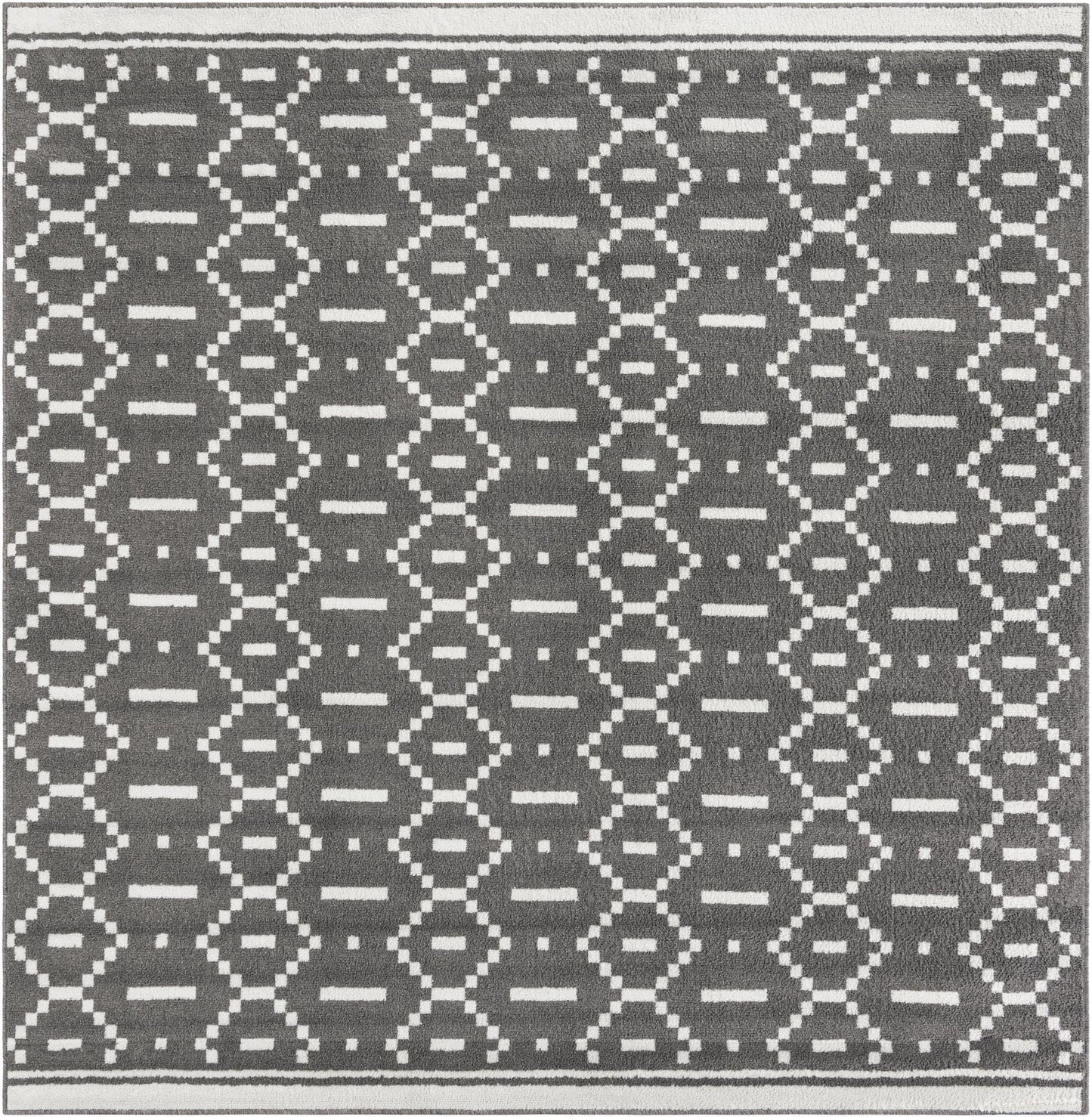 Rugs.com - Oslo Rug – 8 Ft Square Gray Easy-Clean Rug – Modern Geometric Design for Living Rooms, Bedrooms, and Dining Rooms