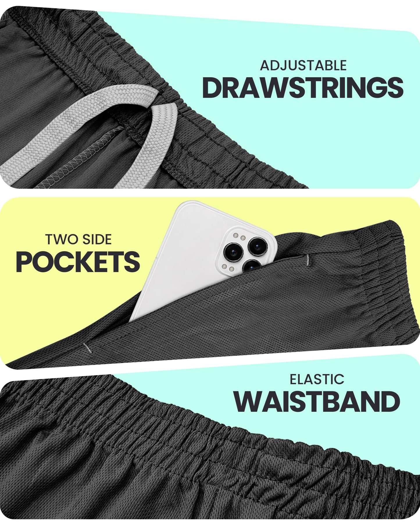 NY Threads Men's Athletic Shorts Quick Dry Loose-Fit Lightweight Running Workout Gym Shorts with Pockets, X-Large, Dark Grey
