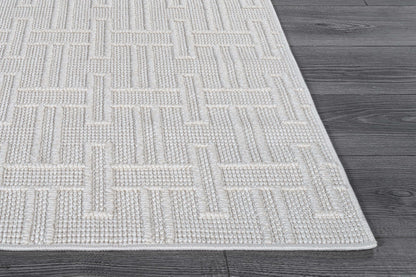 Luul Home Micro Loop Indoor Rug White 5x7 Boho Geometric Neutral Area Rugs for Living Room Soft Luxury Modern Low and High Pile Durable Stain Resistant Non-Shedding Indoor Area Carpet 5 x 7