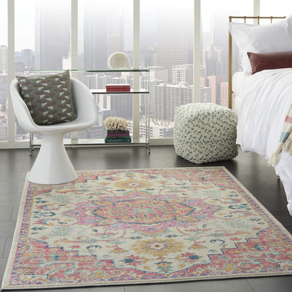 Nourison Home Passion Ivory Pink 5'3" x 7'3" Area Rug - Easy Clean, Non Shedding, Bed Room, Living Room, Dining Room, Kitchen (5' x 7')