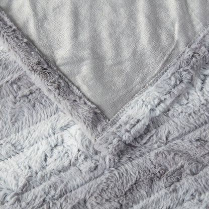 Beautyrest Zuri Reversible Faux Fur to Mink Electric Blanket, Auto Shut Off, Virtually Zero EMF, Multi Heat Setting, UL Certified, Machine Washable, Natural Marble Throw 50x70