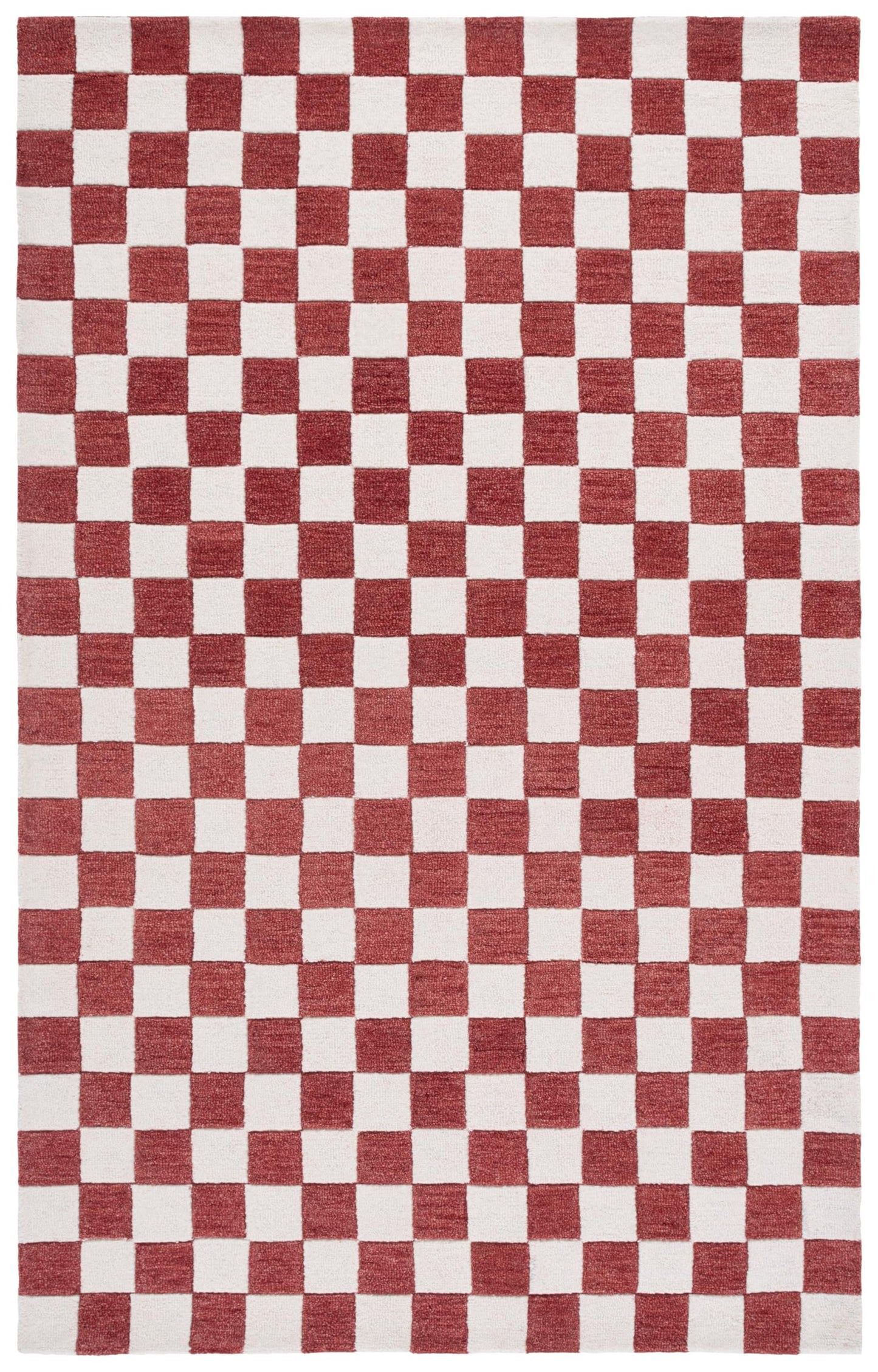 SAFAVIEH Area Rug 5x8 - Ebony Collection - Red & Ivory, Handmade Wool, Checkered Design, Ideal for Living Room, Bedroom, Dining Space (EBN175Q)