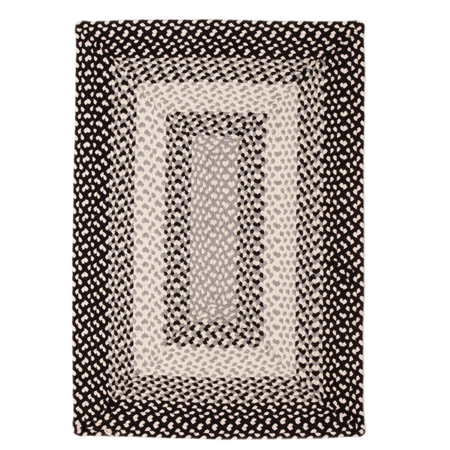 Super Area Rugs 2X3ft Farmhouse Braided Rug - Natural Soft Cotton Carpet for Bathroom, Kitchen, Doorway - Reversible Primitive Country Decor - Black/Gray/Ivory - Buffalo Check