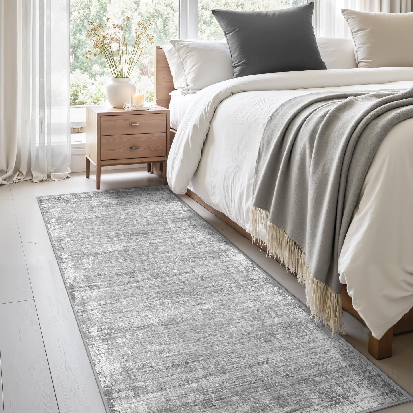 zesthome Washable Runner Rug 2x6, Runners for Hallways, Non Slip Kitchen Runner Rugs, Soft Abstract Entryway Runners, Ultra-Thin Stain Resistant Rug for Bedside, Laundry, Corridor (Grey, 2'x6')