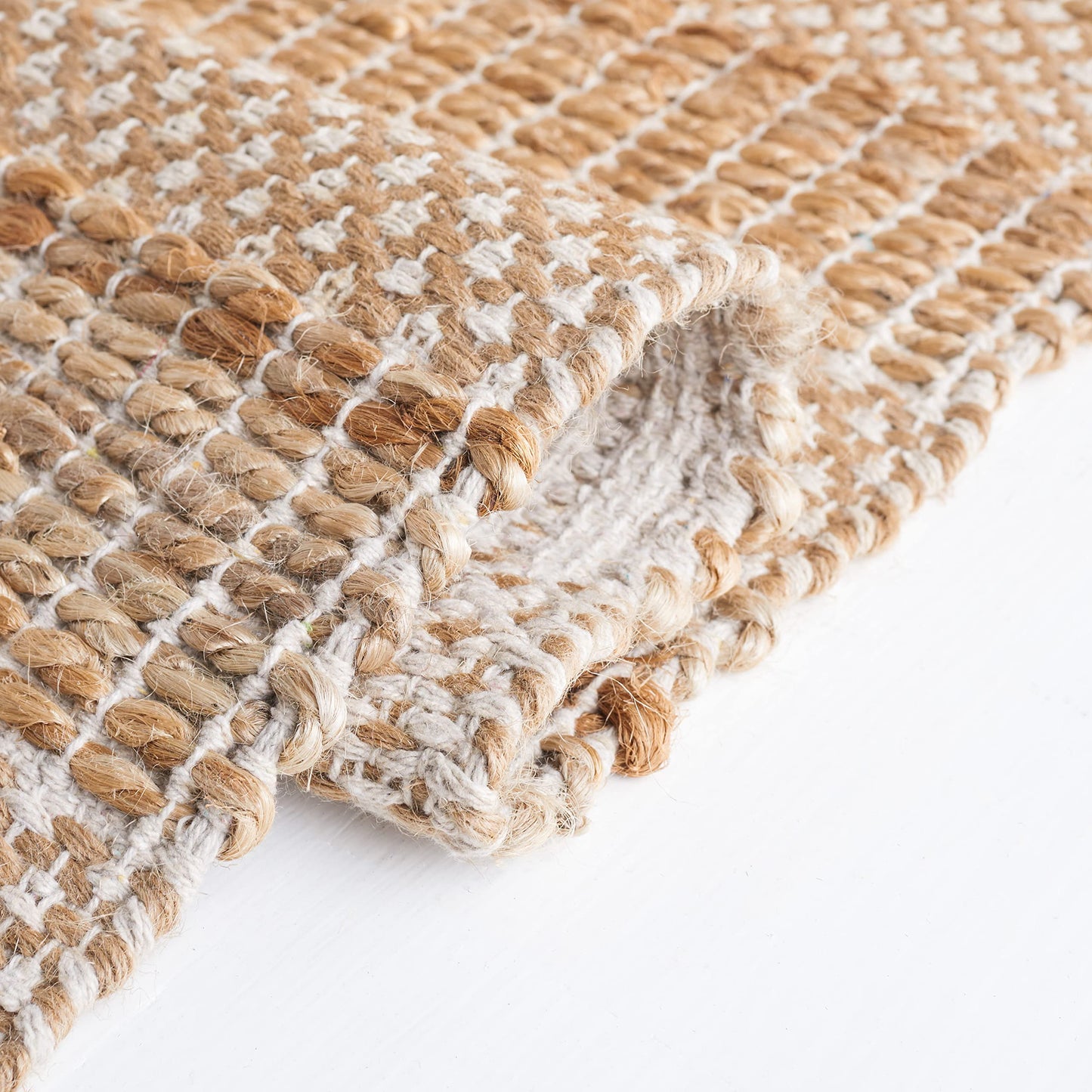 SAFAVIEH Natural Fiber Collection Area Rug - 10' x 14', Ivory & Natural, Handmade Boho Farmhouse Rustic Jute & Cotton Jute, Ideal for High Traffic Areas in Living Room, Bedroom (NFB654A)