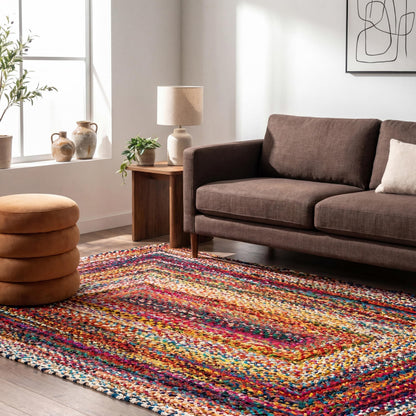 Nuloom Tammara Multicolor, 4' x 6', Hand Braided, Bohemian, Cotton, Soft and Cozy, High Traffic, Stain Resistant, Easy Clean, Durable Area Rug for Bedroom, Living Room, Dining, Den, Entryway
