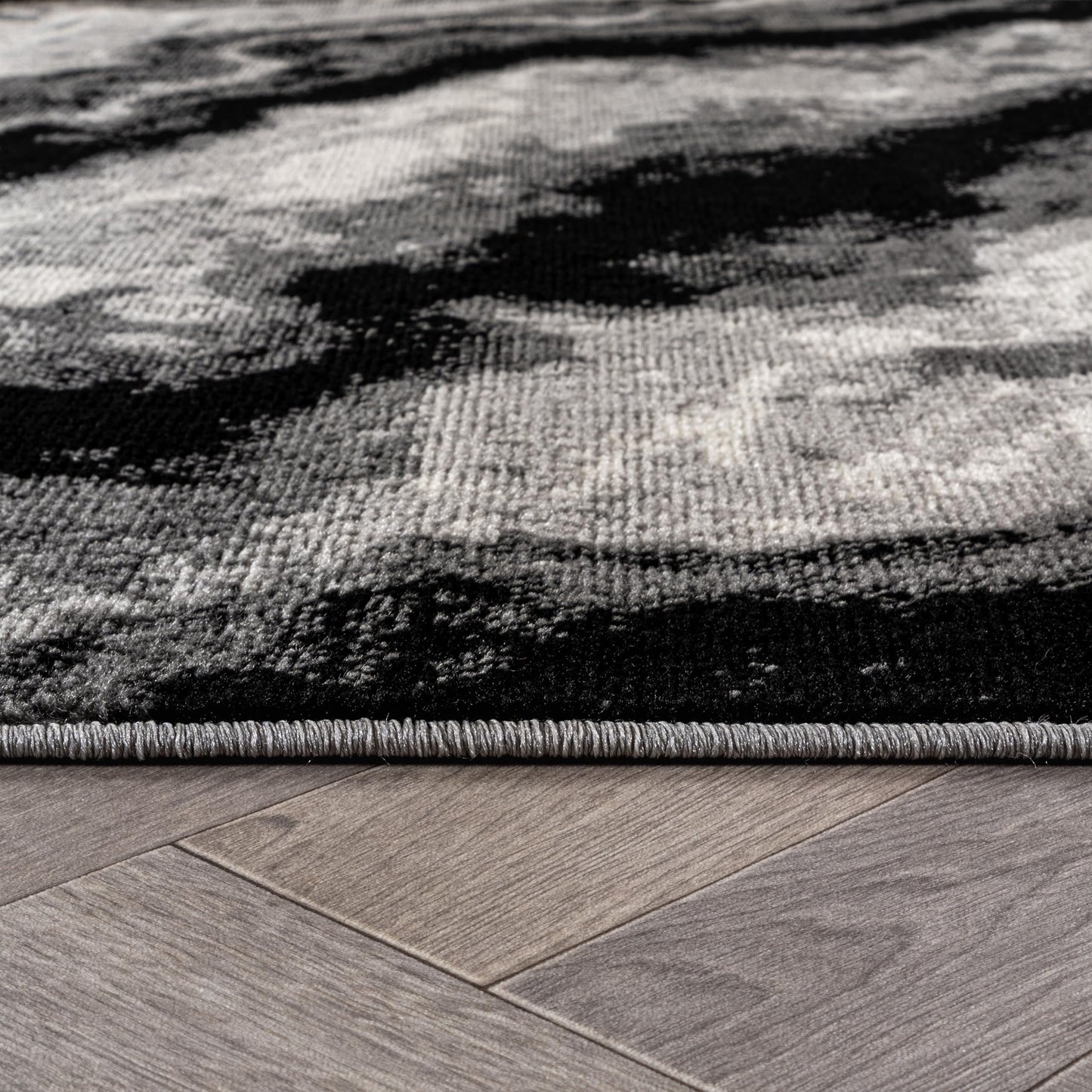 Rugshop Black Gray Marble Swirl Area Rug Non-Shedding Contemporary Indoor Carpet for Living Room Bedroom Kitchen 5' x 7'